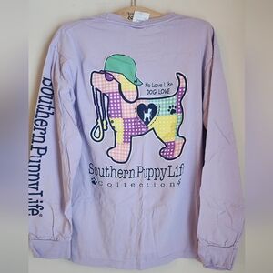 Southern Puppy Life Graphic Long Sleeve T Shirt Women's Large